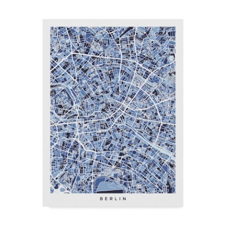 Michael Tompsett 'Berlin Germany City Map Blue' Canvas Art,14x19